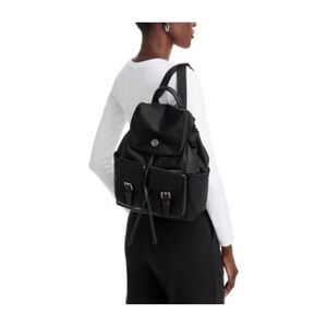 Tory Burch Virginia Drawstring Nylon Flap Backpack - Black